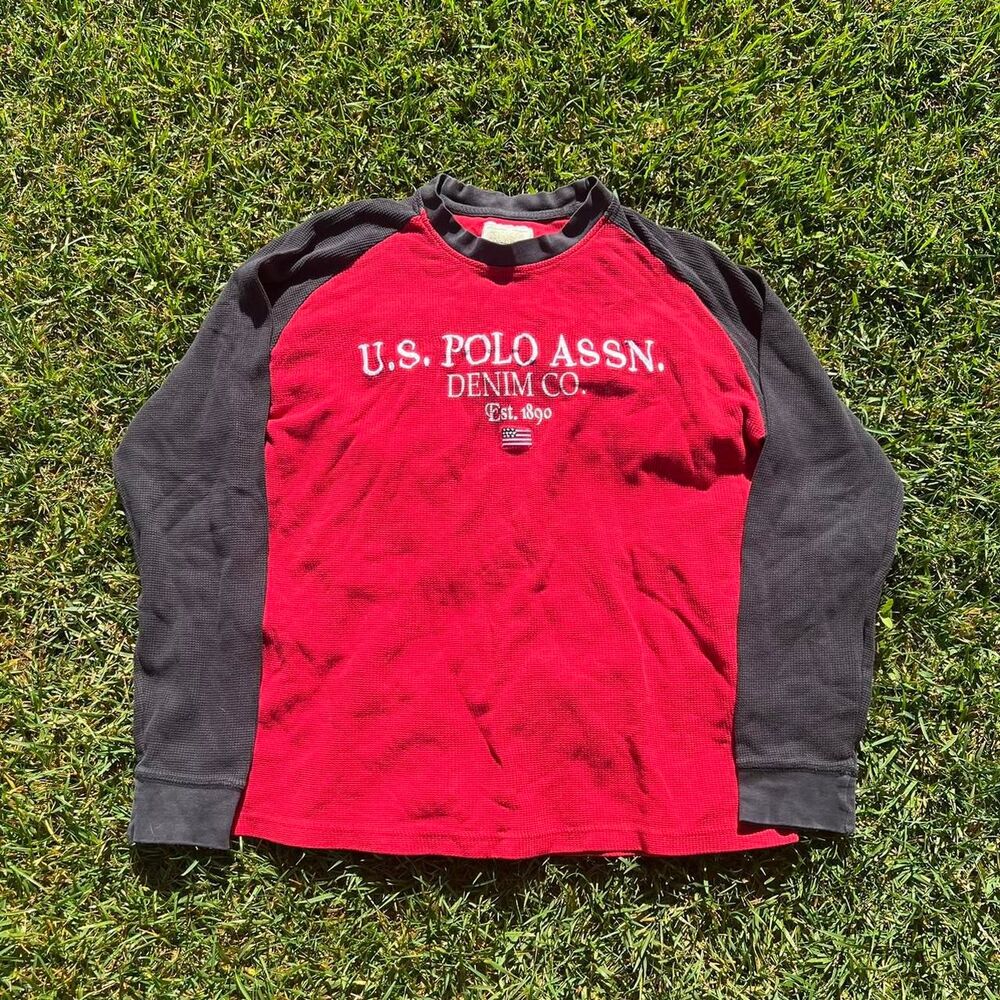 Us Polo Assn y2k thermal waffle knit long sleeve tee mens size Xl